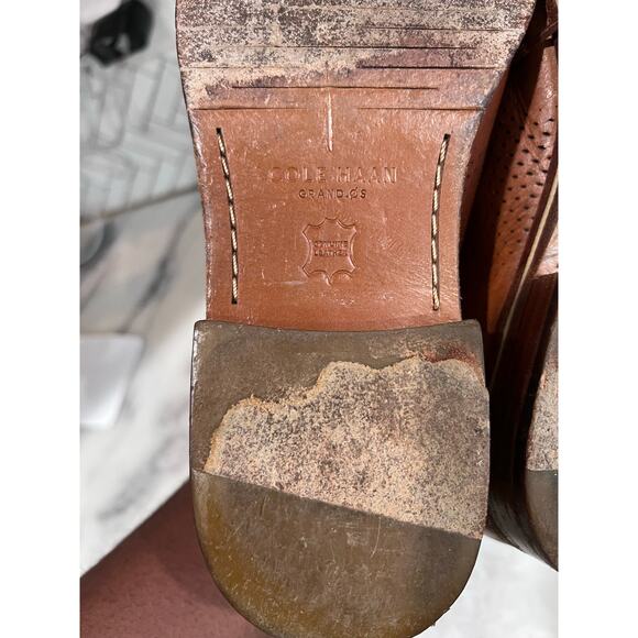 Cole Haan Washington Grand Laser Wingtip Oxford Brown Leather Men’s Shoes Sz 9 - Picture 7 of 13